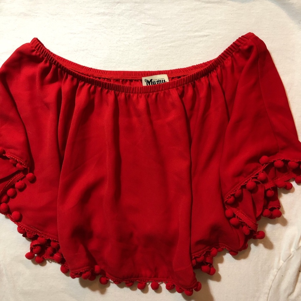Show Me Your Mumu Red Pom Pom Top